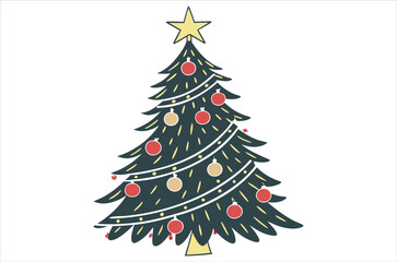 Merry Chrismas tree icon white background vector illustration flat desing chrismas cartoon