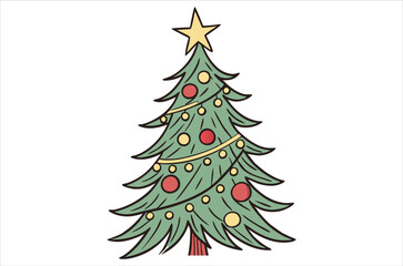 Merry Chrismas tree icon white background vector illustration flat desing chrismas cartoon