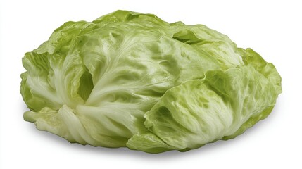 Fresh Green Lettuce Head on Clean Background