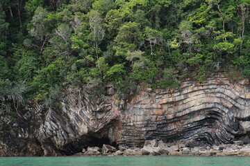 Pancake Rock is rock formation is found in middle of Khanom Sea in Thailand. It is a series of...