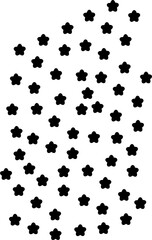 Square background pattern from geometric shapes. The pattern is random filled with big black geraniums. Vector illustration on white background