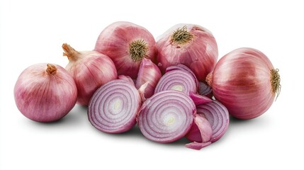 Fresh Red Onions on White Background
