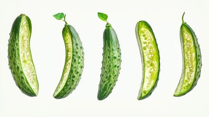 Fresh Cucumbers on White Background