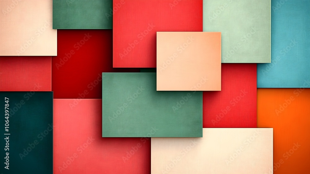 Poster soft and muted abstract color blocks in a vintage retro aesthetic creating a calming and sophisticat