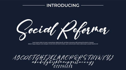 Social Reformer Font Stylish brush painted an uppercase vector letters, alphabet, typeface