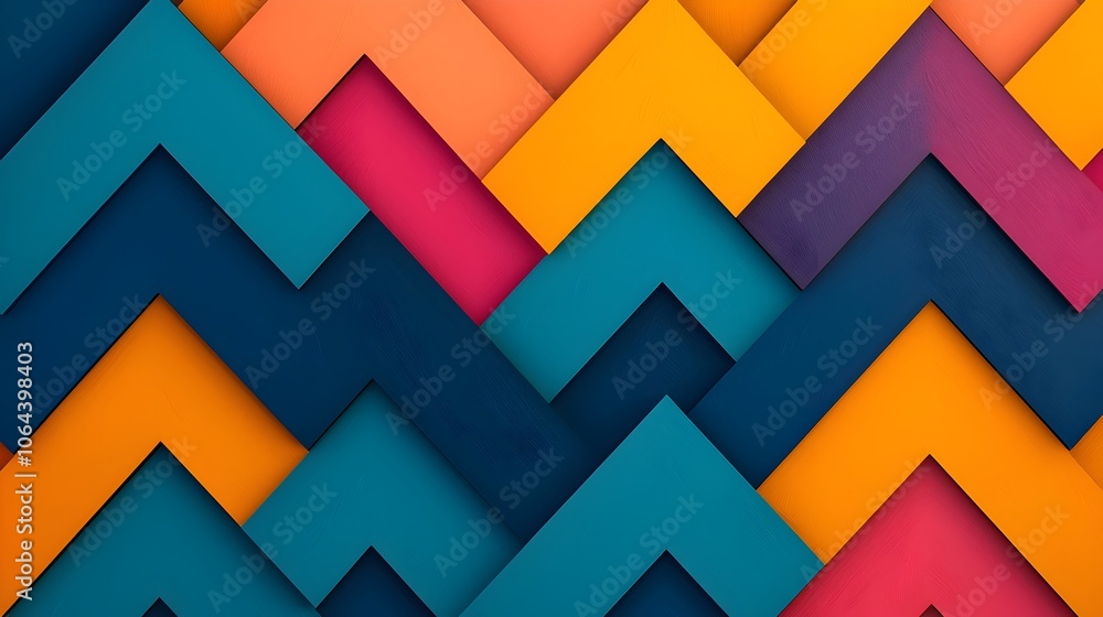 Aufkleber Energetic and eye catching zig zag pattern in a vibrant spectrum of contrasting colors creating a playful dynamic and captivating background design
