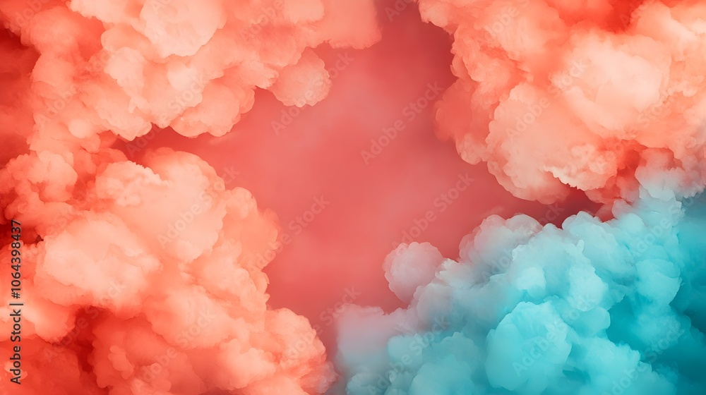 Fototapete Soft wispy pastel clouds blending seamlessly into a dreamy ethereal abstract backdrop  The hazy luminous color gradient creates a calming serene atmosphere perfect for use as a minimalist