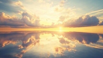 Fototapeta premium Golden Sunset Reflected in Calm Water