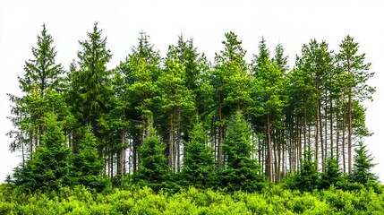 Fototapeta premium A group of tall pine trees in the middle of a forest