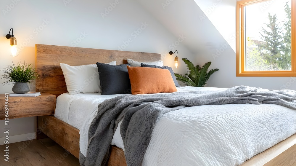 Aufkleber cozy rustic bedroom with warm lighting and soft blankets creating a relaxing and inviting ambiance f