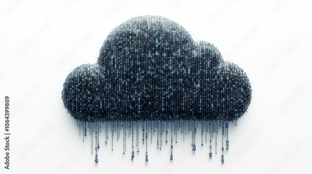 Aufkleber cloud formation with digital elements and data representation