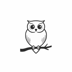 Fototapeta premium A minimalist line drawing of an owl perched on a branch, symbolizing wisdom and tranquility vector art