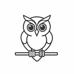 Obraz premium A cute, simple thick line art illustration of an owl perched on a branch 