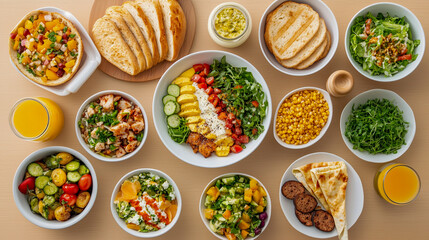 Arrangement of vegan healthy food on table 