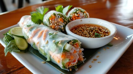 Delicious Vietnamese Summer Rolls with Peanut Sauce