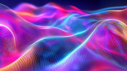 psychedelic light spectrum display, radiant color beams, dark void background, abstract energy flow visualization, high-tech holographic imagery style