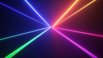 psychedelic light spectrum display, radiant color beams, dark void background, abstract energy flow visualization, high-tech holographic imagery style