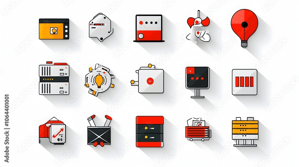 Fototapete Minimal Line Style Web Hosting Icons Featuring Domain Server Data Exchange Symbols on White Background  of Tech Concepts for Website Software or Digital Platform Design
