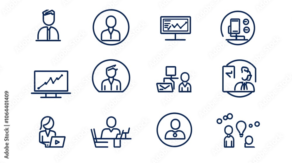 Aufkleber minimalist icon set for webinar meetings and team symbols featuring discussion interview and teamwor