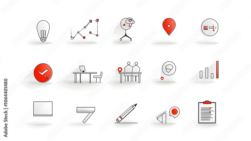 Poster Set of Simple Line Icons Representing Conference and Meeting Concepts Such as Teamwork Classroom and Discussion on a Clean White Background  Ideal for Business Presentations Training Materials