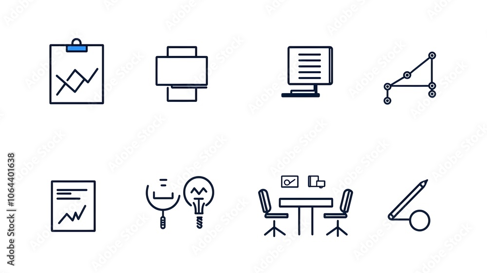 Poster elegant and minimalistic webinar icons in clean line style including symbols for business meetings t