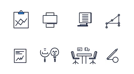 Elegant and minimalistic webinar icons in clean line style including symbols for business meetings team virtual conferences on white background  These digital graphics are perfect for presentations