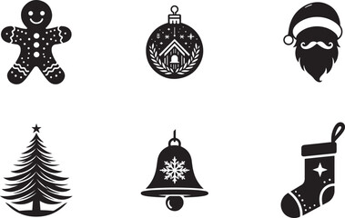 Christmas Icon Collection on White Background - Vector Graphics.