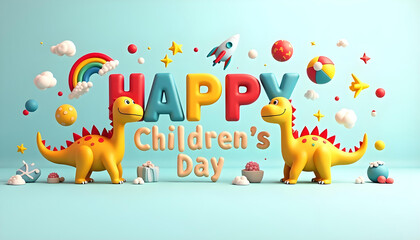 Naklejka premium happy children day colorful background