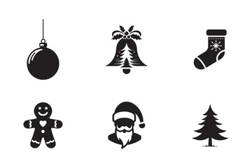 Christmas Icon Collection on White Background - Vector Graphics.