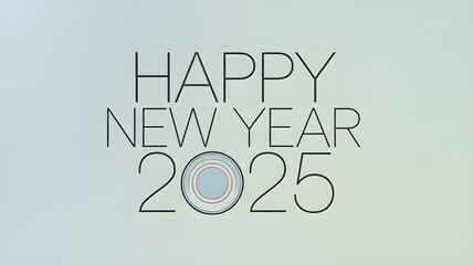 Obraz premium Minimalistic Happy New Year 2025 Design with Soft Pastel Background and Elegant Typography for a Sophisticated Look