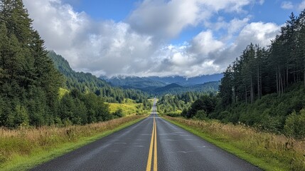 Naklejka premium Views of an empty open road in during a summer road trip