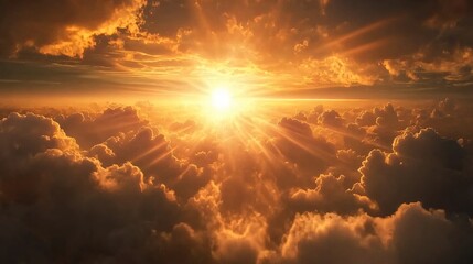 Obraz premium Golden Sunset Above the Clouds