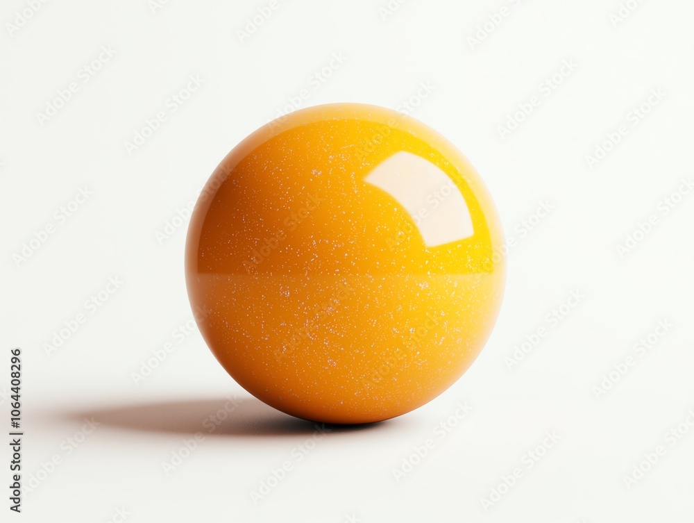 Poster a glossy yellow sphere with a smooth surface and glitter effect, isolated on a white background, per