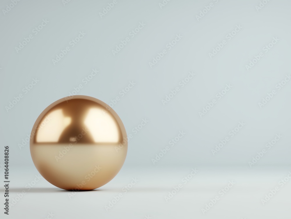 Poster a golden sphere placed on a subtle, neutral background. the smooth surface reflects light, creating 
