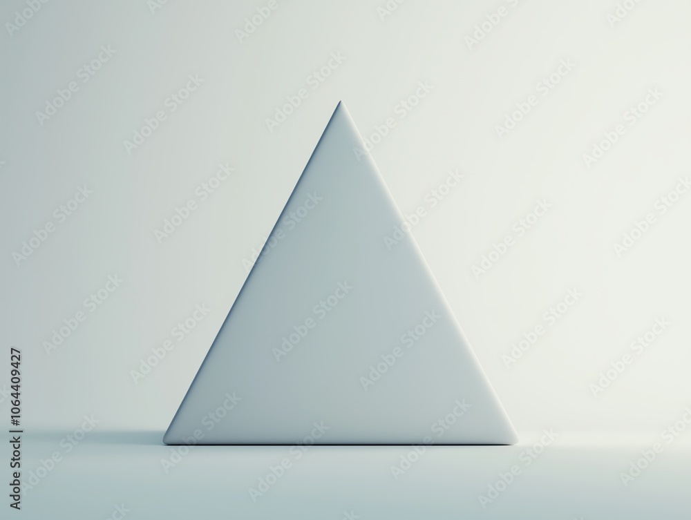 Aufkleber A minimalist, three-dimensional triangular shape in white, displayed against a soft, neutral background. Ideal for design and abstract concepts.