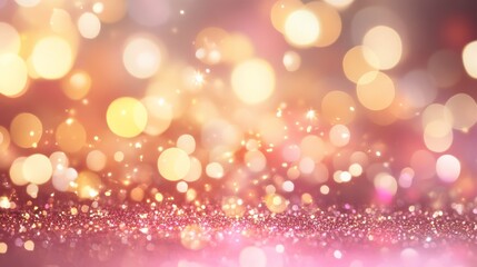 Obraz premium Elegant pink rose and shimmering lights create a dreamy atmosphere.