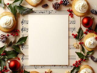 Christmas Music Mockup: Festive Holiday Scene with Blank Notecard 