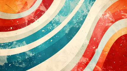 Retro, artwork and wave with watercolor, vintage and artistic with textures and illustration with