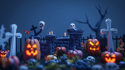 Graveyard cute halloween element 3D