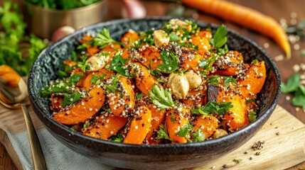 Roasted Butternut Squash Salad with Sesame Seeds and Parsley