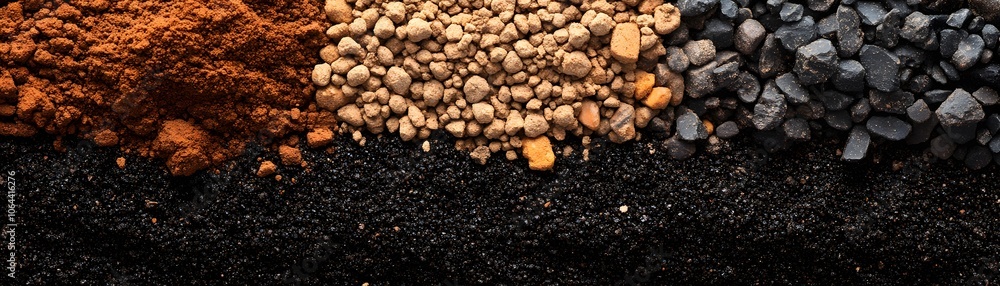 Poster close-up of four different types of soil