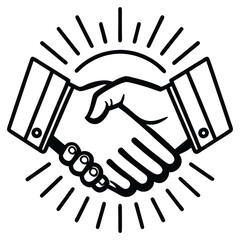 Fototapeta premium Minimalist, line-art illustration of two hands shaking, representing partnership and collaboration vector illustration design