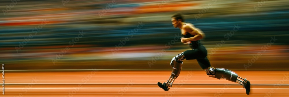 Aufkleber an athlete with a prosthetic leg showcases incredible speed while running on a track during a compet