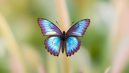 Fototapeta premium A colorful butterfly with black wings rests delicately on a vibrant yellow flower, showcasing the beauty of nature's intricate details