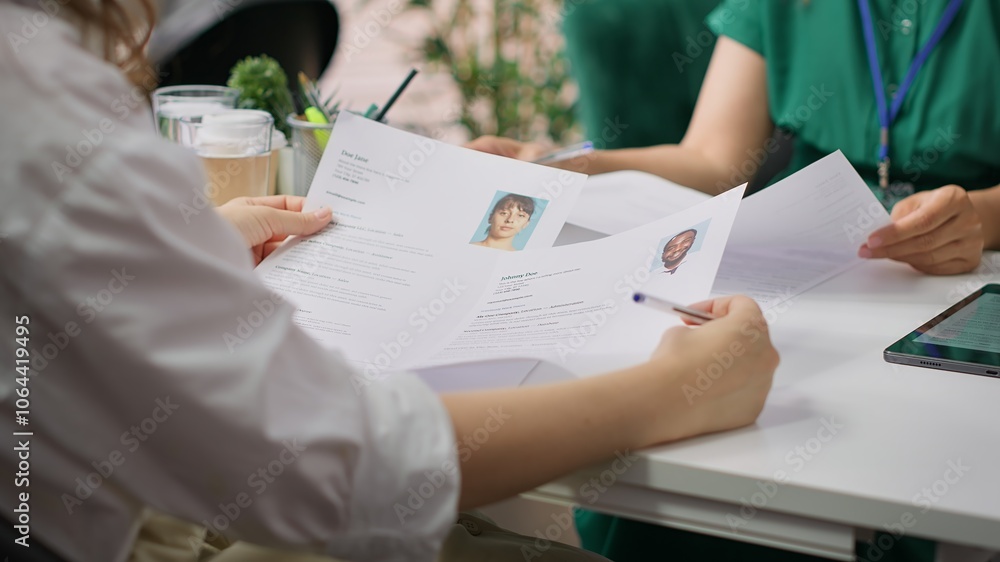 Poster recruiter rejecting an unqualified job candidate during the selection process, writes the refusal on