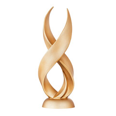 Elegant golden trophy sculpture with a unique twisted design, perfect for awards and recognition. transparent background