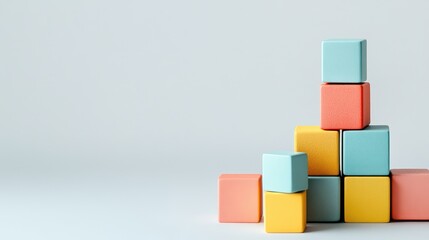 Obraz premium Colorful Building Blocks on Soft Background