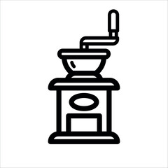 Retro coffee grinder icon in outline style