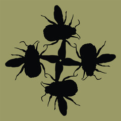 wasp motif tile or ceramic design with a grayish green color
