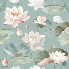 Intricate Lotus Flower Background on Teal